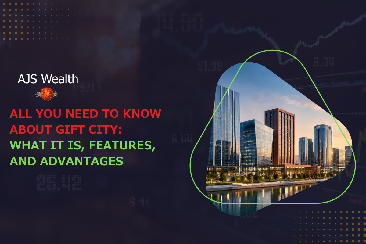GIFT City skyline and modern business district highlighting its features, infrastructure, and advantages.